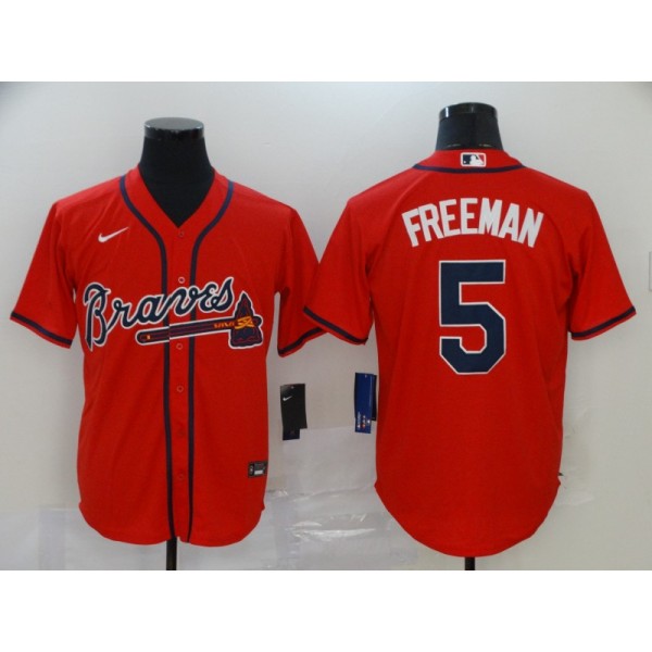 Atlanta Braves #5 Freddie Freeman Red Cool Base Stitched Jersey