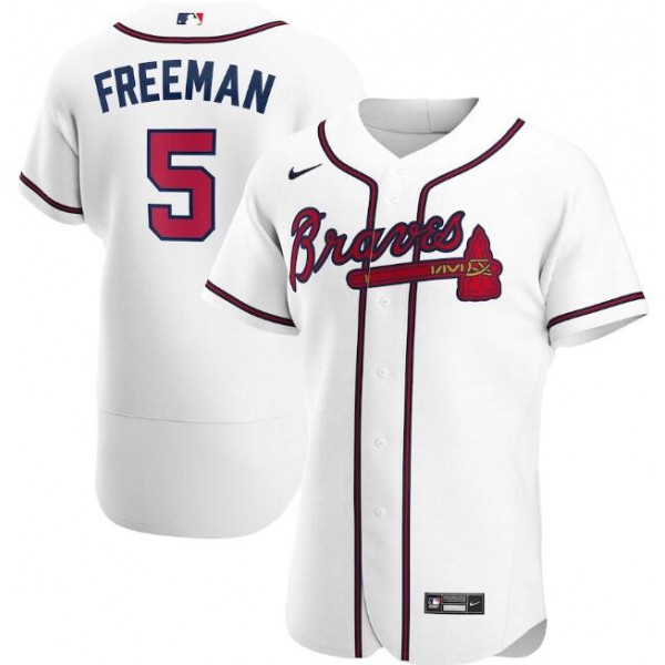 Atlanta Braves White #5 Freddie Freeman 2020 Flex Base Stitched Jersey