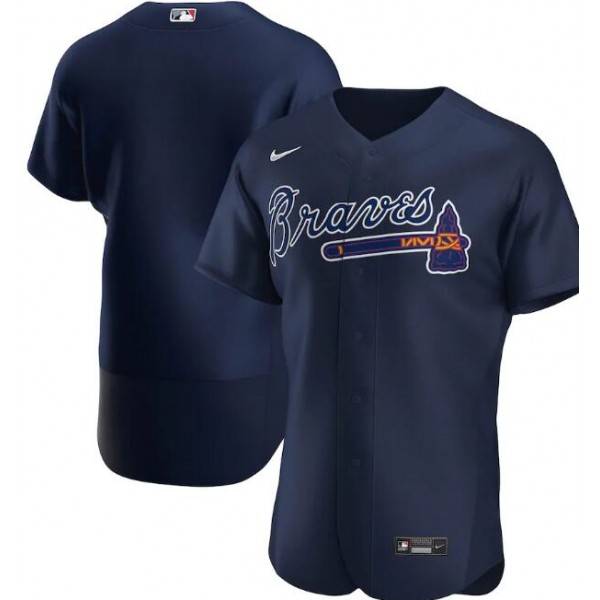 Atlanta Braves Blank Navy Flex Base Stitched Jersey