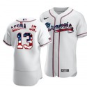 Atlanta Braves White #13 Ronald Acuña Jr 2020 2020 Stars Stripes Flex Base Stitched Jersey