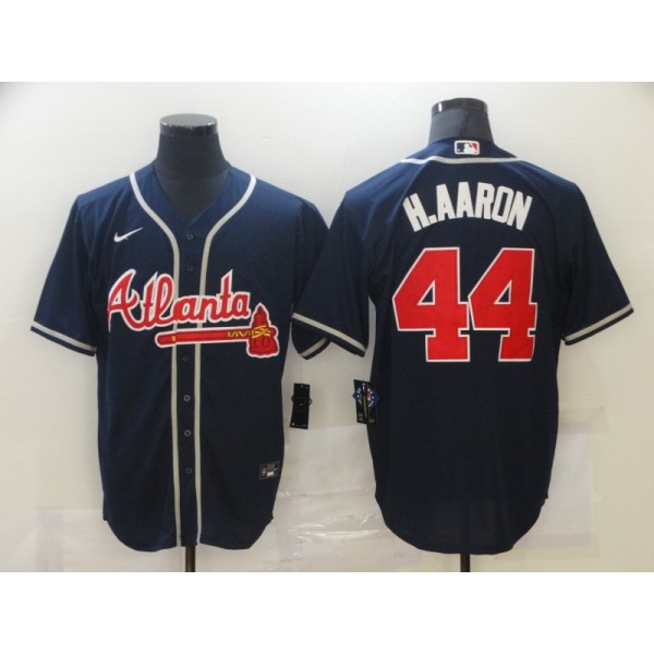 Atlanta Braves #44 Hank Aaron Navy Stitched Jersey