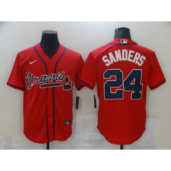 Atlanta Braves #24 Deion Sanders Red Stitched Jersey
