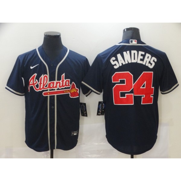 Atlanta Braves #24 Deion Sanders Navy Stitched Jersey