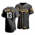 Atlanta Braves #13 Ronald Acuña Jr Black Golden Flex Base Stitched Jersey