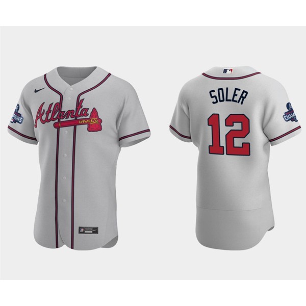 Atlanta Braves #12 Jorge Soler 2021 Gray World Series Champions Flex Base Stitched Jersey