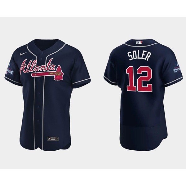 Atlanta Braves #12 Jorge Soler 2021 Navy World Series Champions Flex Base Stitched Jersey