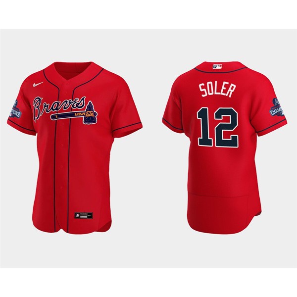 Atlanta Braves #12 Jorge Soler 2021 Red World Series Champions Flex Base Stitched Jersey