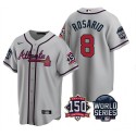 Atlanta Braves #8 Eddie Rosario 2021 Gray World Series With 150th Anniversary Patch Cool Base Stitched Jersey