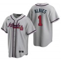 Atlanta Braves #1 Ozzie Albies Grey Cool Base Stitched Jersey
