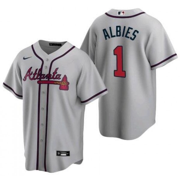 Atlanta Braves #1 Ozzie Albies Grey Cool Base Stitched Jersey