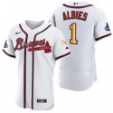 Atlanta Braves #1 Ozzie Albies White Gold World Series Champions Flex Base Stitched Jersey