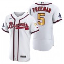 Atlanta Braves #5 Freddie Freeman White Gold World Series Champions Flex Base Stitched Jersey