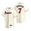 Atlanta Braves #7 Dansby Swanson Cream Cool Base Stitched Jersey