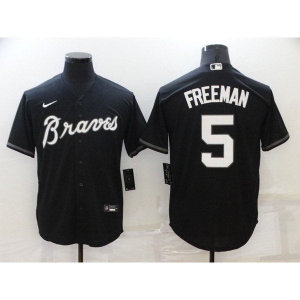 Atlanta Braves #5 Freddie Freeman Black Cool Base Stitched Jersey