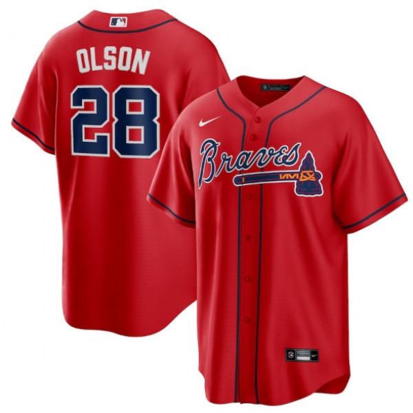 Atlanta Braves #28 Matt Olson Red Cool Base Stitched Baseball Jersey