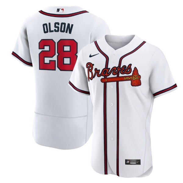 Atlanta Braves #28 Matt Olson White Flex Base Stitched Baseball Jersey