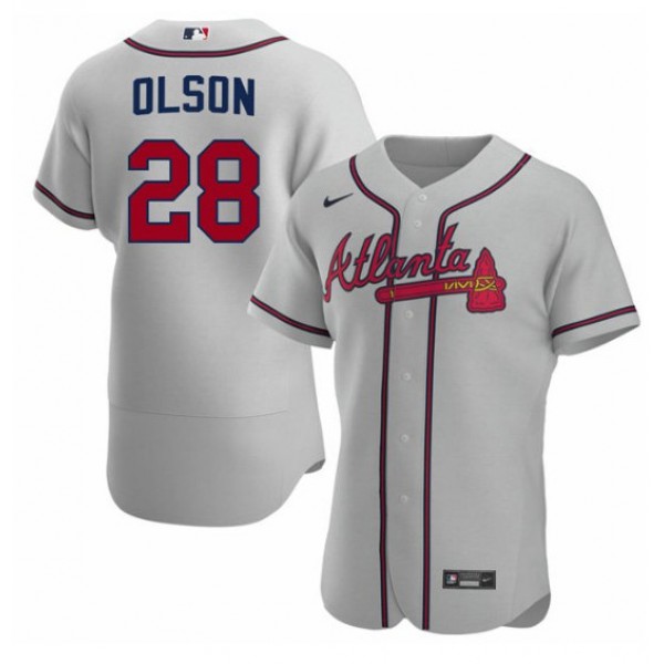 Atlanta Braves #28 Matt Olson Gray Flex Base Stitched Baseball Jersey