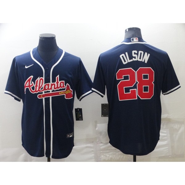 Atlanta Braves #28 Matt Olson Navy Cool Base Stitched Baseball Jersey
