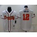 Atlanta Braves #12 Jorge Soler 2022 White Gold World Series Champions Program Cool Base Stitched Baseball Jersey