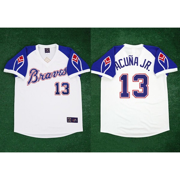 Atlanta Braves #13 Ronald Acuña Jr. Cool Base Throwback Stitched Jersey