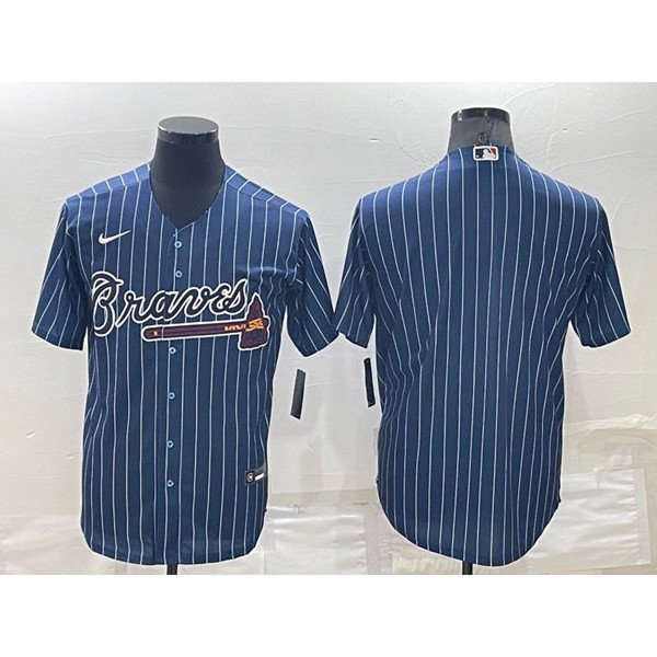 Atlanta Braves Blank Navy Cool Base Stitched Baseball Jersey