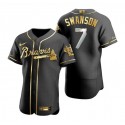 Atlanta Braves #7 Dansby Swanson Black Golden Flex Base Stitched Jersey