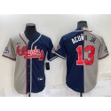 Atlanta Braves #13 Ronald Acuna Jr. Gray Navy Two Tone Split Cool Base Stitched Baseball Jersey