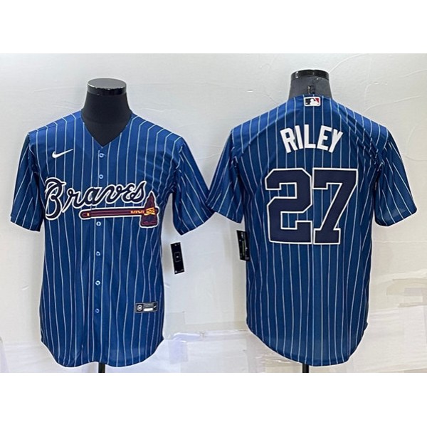 Atlanta Braves #27 Austin Riley Navy Cool Base Stitched Baseball Jersey