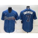 Atlanta Braves #7 Dansby Swanson Navy Cool Base Stitched Baseball Jersey