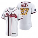 Atlanta Braves #27 Austin Riley White Gold World Series Champions Flex Base Stitched Jersey