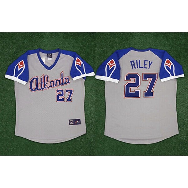 Atlanta Braves #27 Austin Riley Gray Cool Base Stitched Jersey