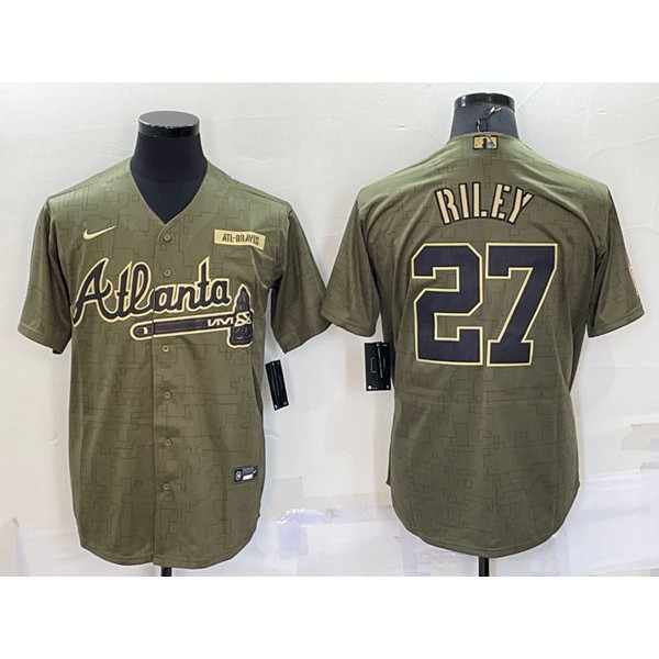 Atlanta Braves #27 Austin Riley Camo Salute To Service Cool Base Stitched Jersey