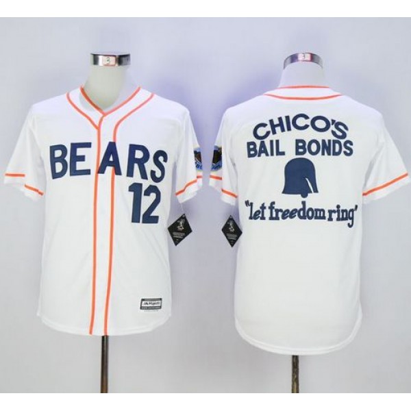 Bad News Bears Button Down #12 Tanner Boyle White Movie Stitched Baseball Jersey