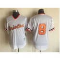 Baltimore Orioles #8 Cal Ripken Mitchell And Ness White Throwback Stitched Jersey