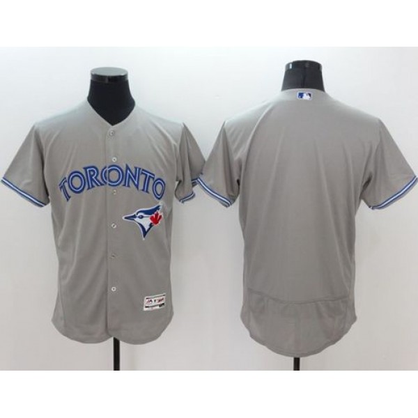 Blue Jays Blank Grey Flexbase Authentic Collection Stitched Jersey