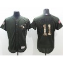Blue Jays #11 Kevin Pillar Green Flexbase Authentic Collection Salute To Service Stitched Jersey