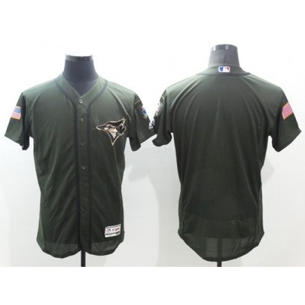 Blue Jays Blank Green Flexbase Authentic Collection Salute To Service Stitched Jersey