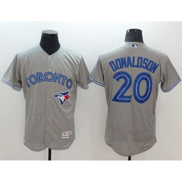 Blue Jays #20 Josh Donaldson Grey Flexbase Authentic Collection Stitched Jersey