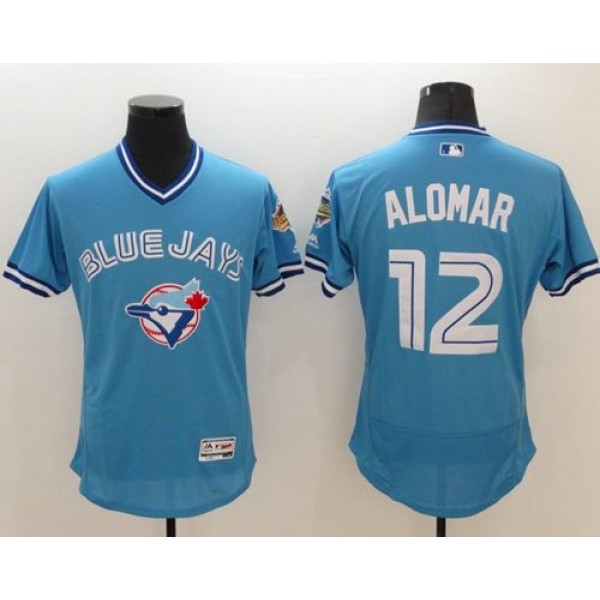 Blue Jays #12 Roberto Alomar Light Blue Flexbase Authentic Collection Cooperstown Stitched Jersey