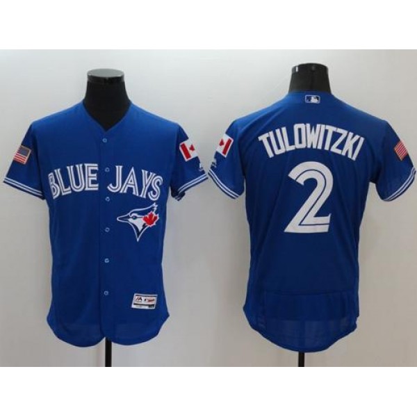 Blue Jays #2 Troy Tulowitzki Blue Fashion Stars Stripes Flexbase Authentic Stitched Jersey