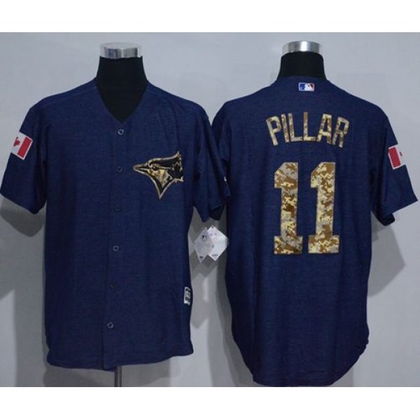 Blue Jays #11 Kevin Pillar Denim Blue Salute To Service Stitched Jersey