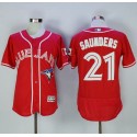 Blue Jays #21 Michael Saunders Red Flexbase Authentic Collection Canada Day Stitched Jersey