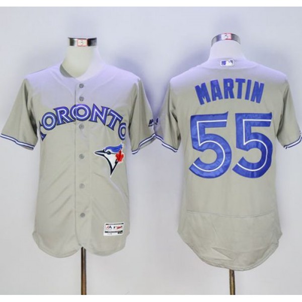 Blue Jays #55 Russell Martin Grey Flexbase Authentic Collection Stitched Jersey