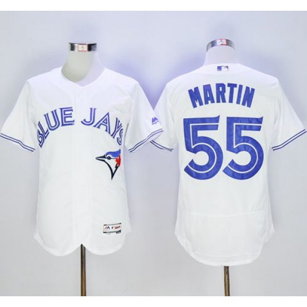 Blue Jays #55 Russell Martin White Flexbase Authentic Collection Stitched Jersey