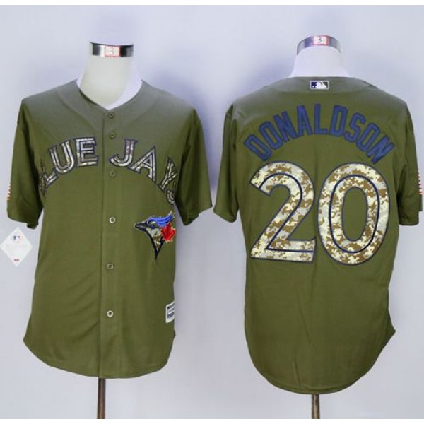 Blue Jays #20 Josh Donaldson Green Camo New Cool Base Stitched Jersey
