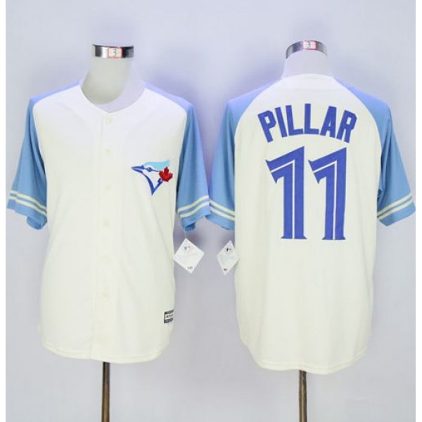 Blue Jays #11 Kevin Pillar Cream Blue Exclusive New Cool Base Stitched Jersey