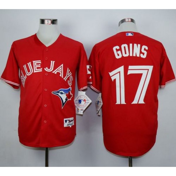 Blue Jays #17 Ryan Goins Red Canada Day Stitched Jersey