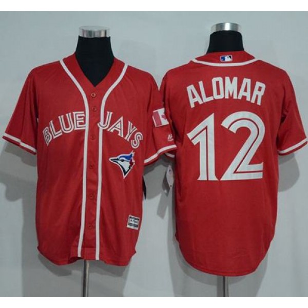 Blue Jays #12 Roberto Alomar Red New Cool Base Canada Day Stitched Jersey