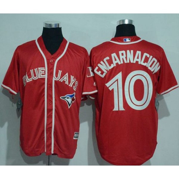 Blue Jays #10 Edwin Encarnacion Red New Cool Base Canada Day Stitched Jersey