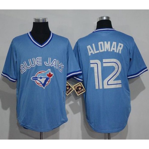 Blue Jays #12 Roberto Alomar Light Blue Cooperstown Throwback Stitched Jersey